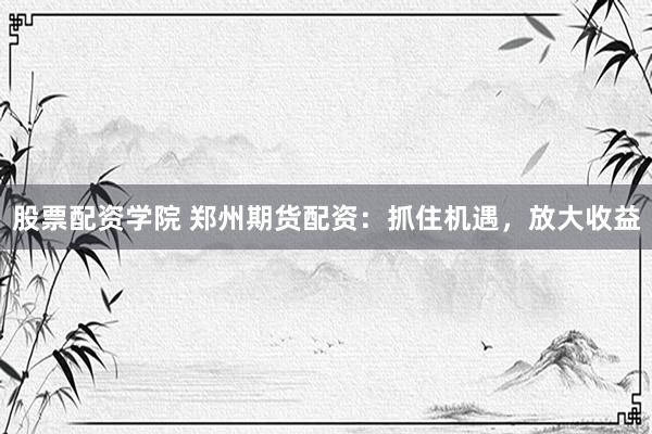 股票配资学院 郑州期货配资：抓住机遇，放大收益